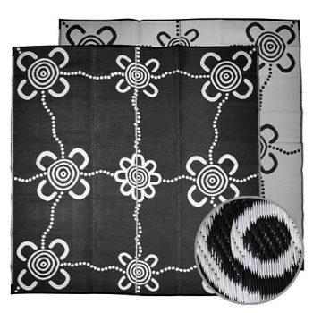 JOURNEYS - Aboriginal Design Recycled Mat, Black & White 2.7 x 2.7m