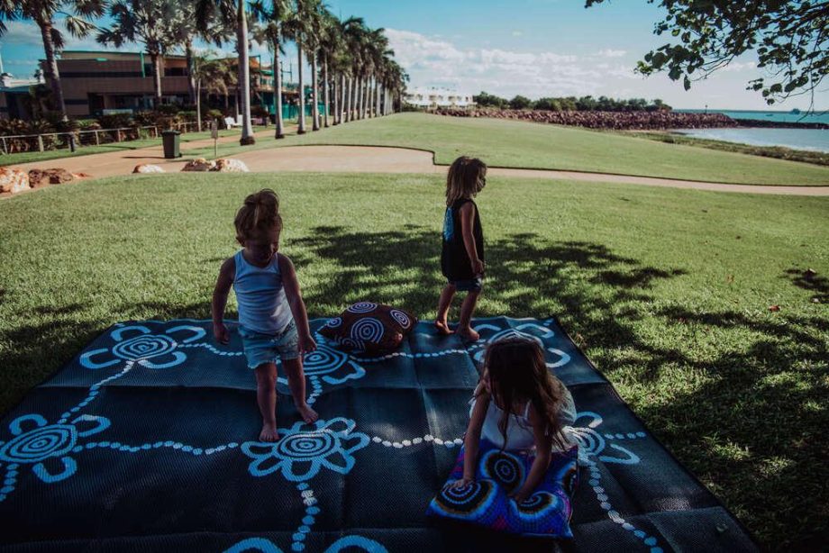 JOURNEYS - Aboriginal Design Recycled Mat, Black & White 2.7 x 2.7m - Image 2