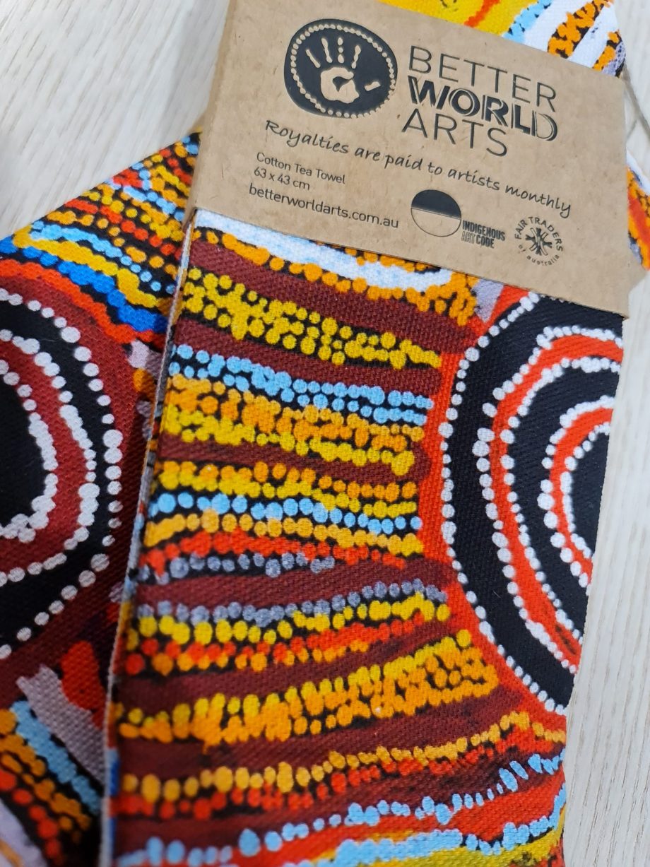 Mina Mina Jukurrpa - Women's Dreaming, Cotton Tea Towel - Image 2