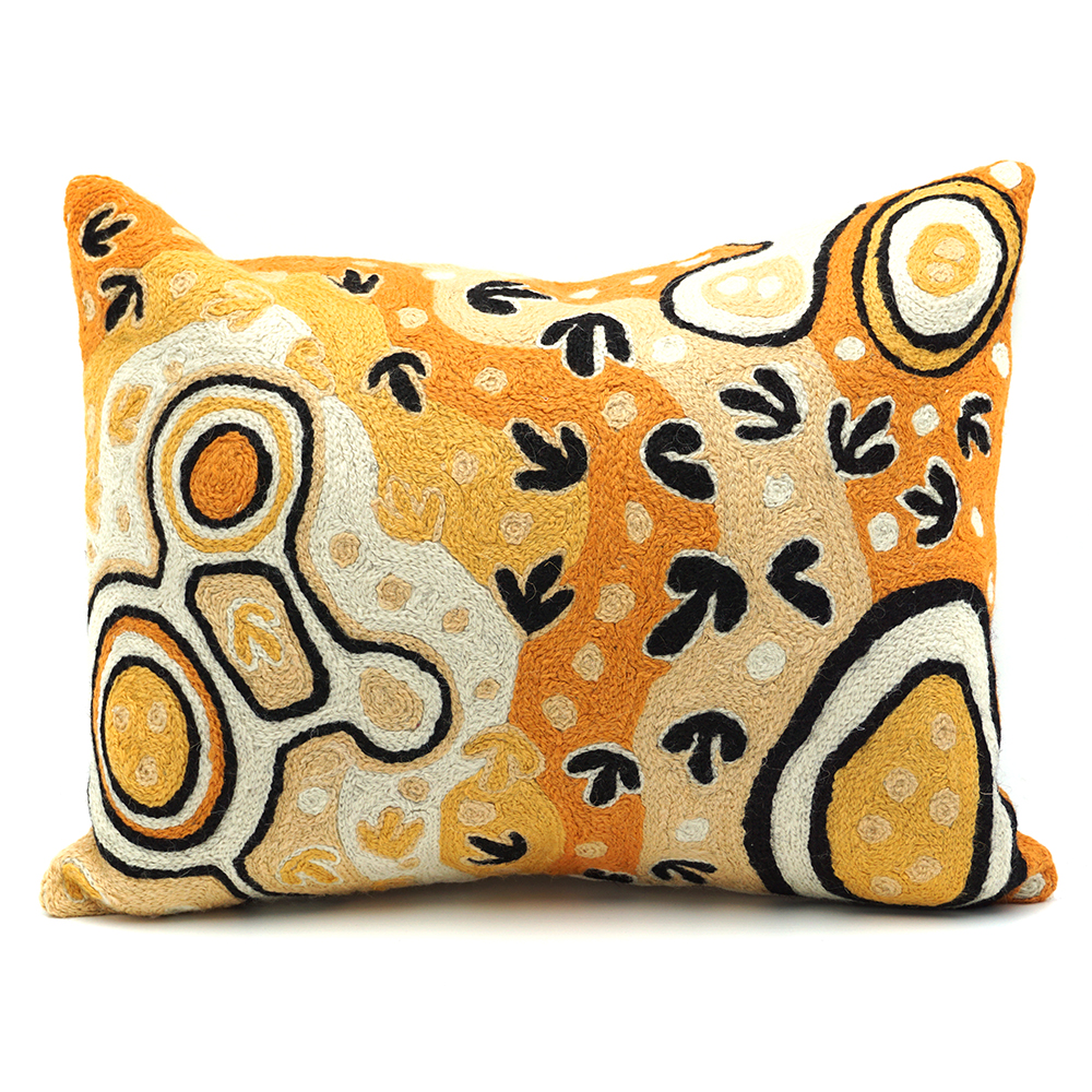 'Emu Dreaming' Pauline Nampijinpa Singleton. Cushion Cover Wool 30x40cm