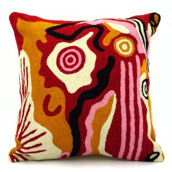 Family and Country - Wool Cushion Cover by Damien and Yilpi Marks