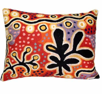 'Yam and Bush Tomato Dreaming' Paddy Stewart. Cushion cover wool 30x40cm
