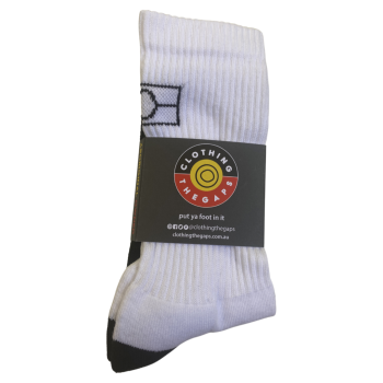 Clothing the Gaps - Crew Socks - White with Empty Flag