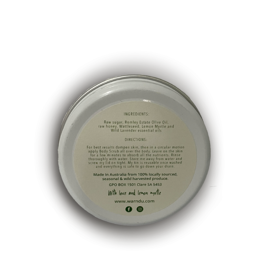 Warndu Wattleseed, Lemon Myrtle & Wild Lavender Body Scrub ~ 100g - Image 3