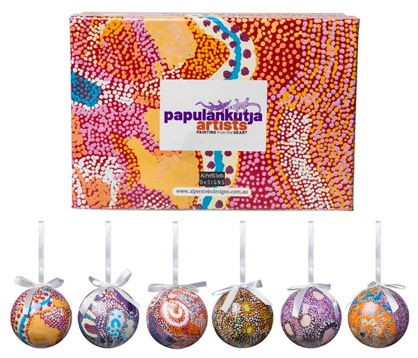 6 PACK XMAS BAUBLES - PAPULANKUTJA