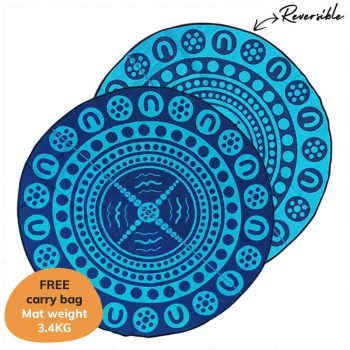 Garrima 3m Round - Recycled Mat - Teal & Navy